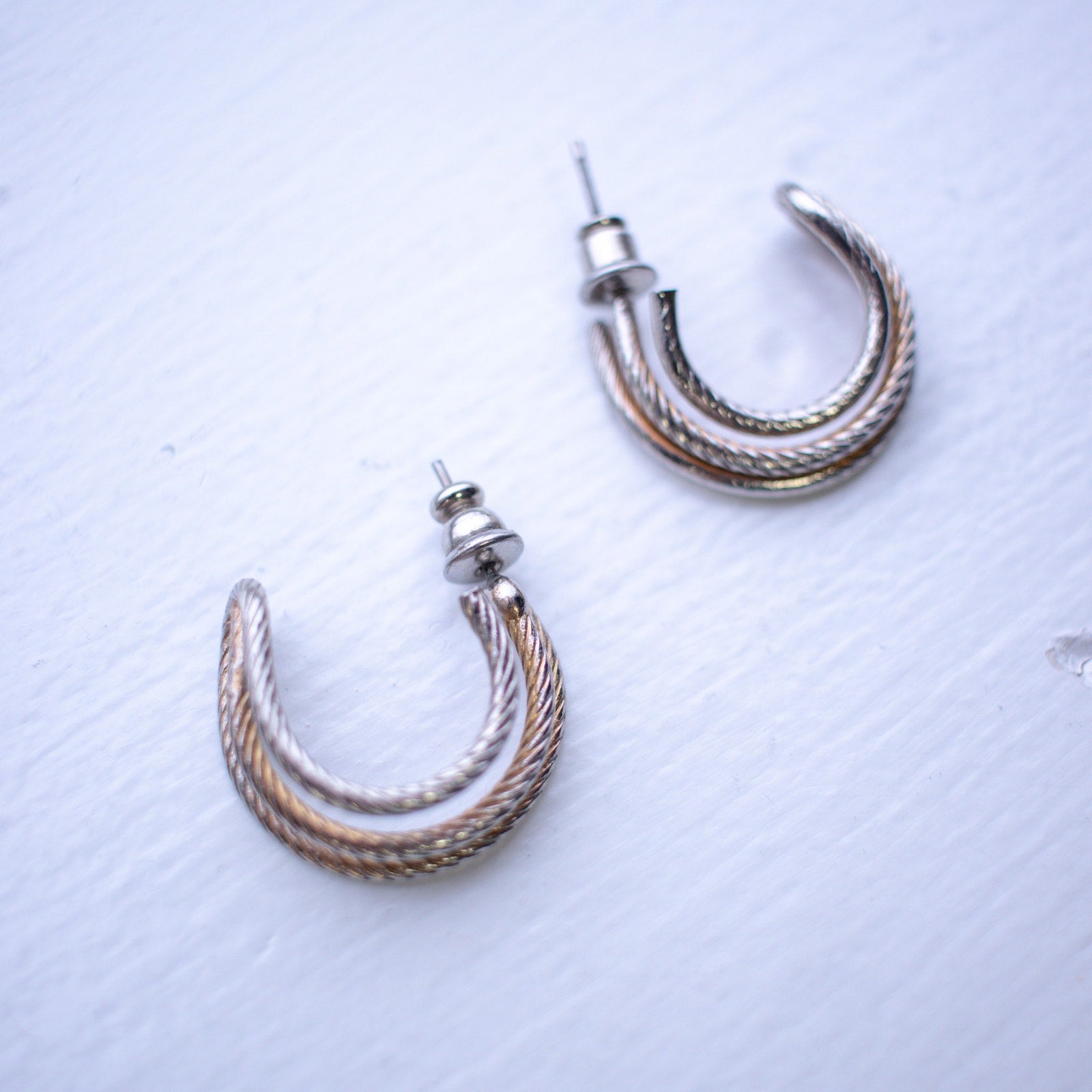 Twisted Silver Hoop Earrings