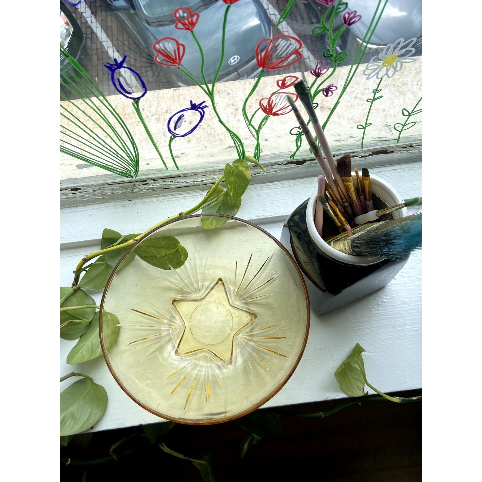 Depression Glass Style Star Bowl