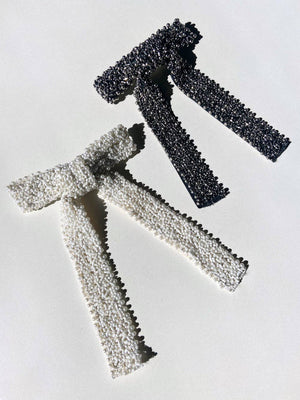 Solar Eclipse Hand-Beaded Hair Bow Barrette Clip