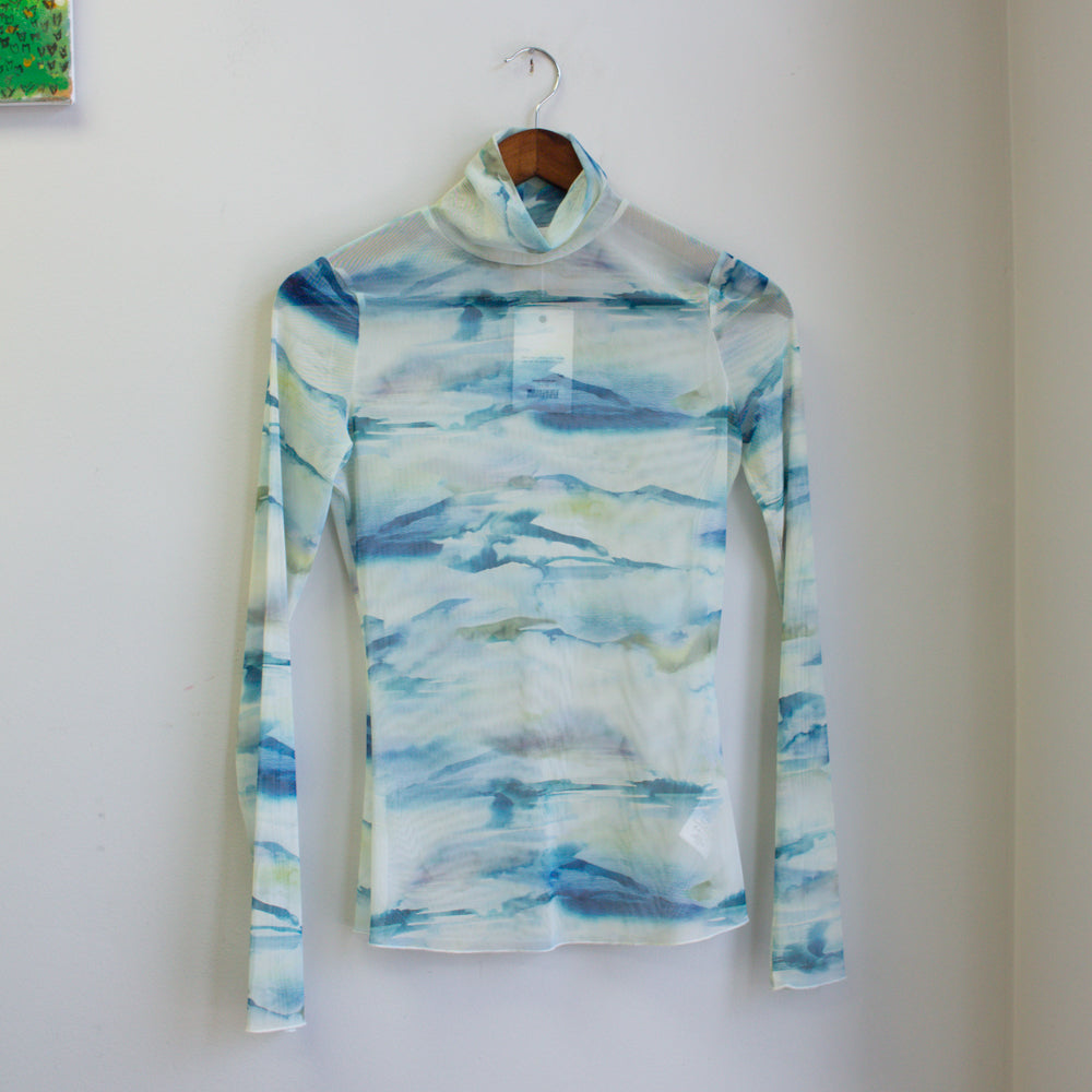 Mesh Watercolor Tie Dye Turtleneck
