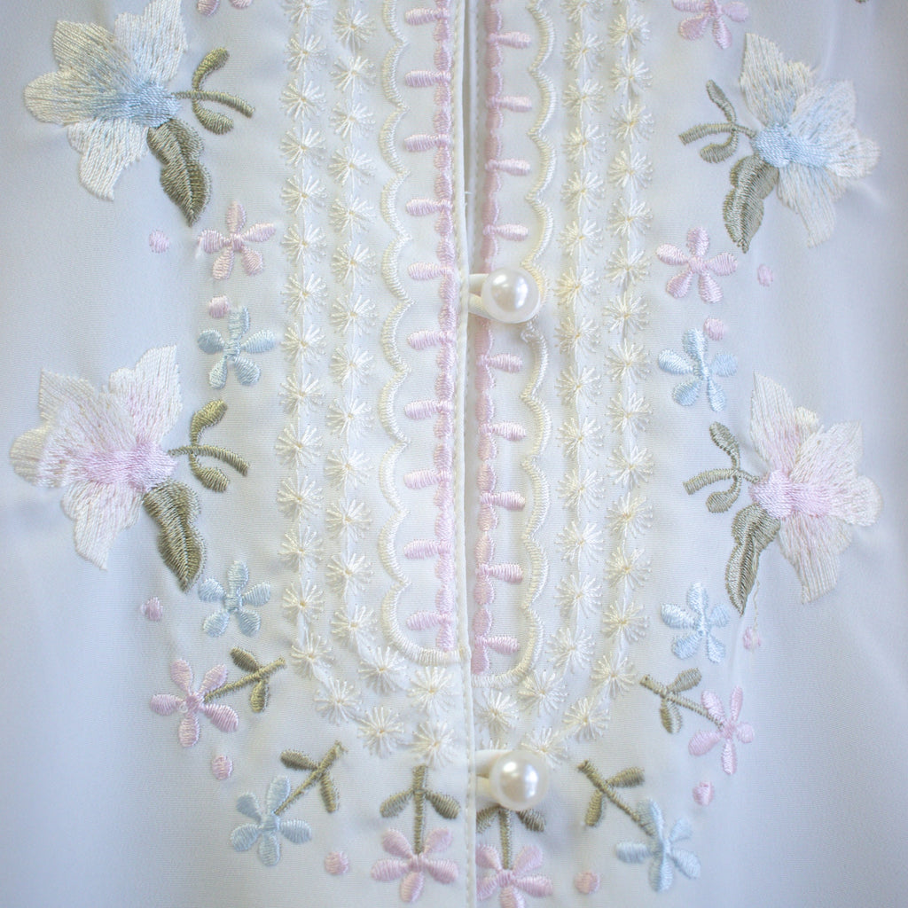 Vintage Christie & Jill Floral Embroidered Silky Button-up Blouse Size 10