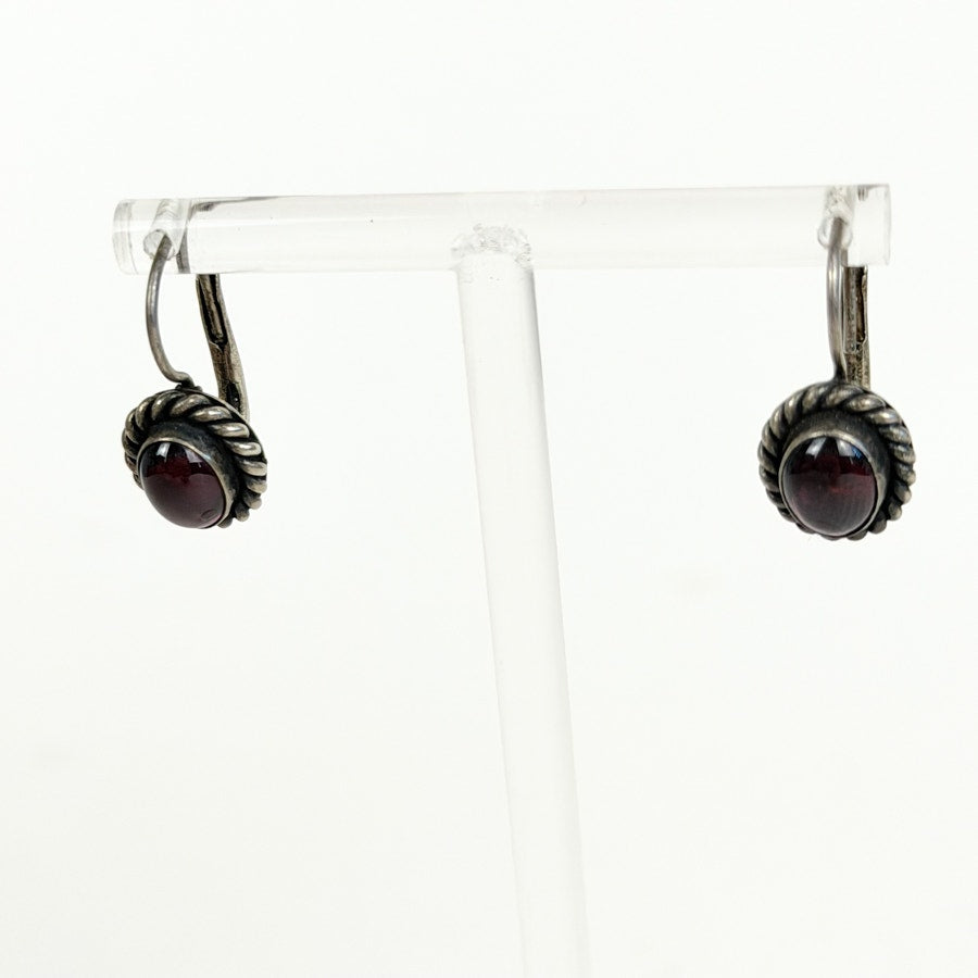 Sterling Silver Stone Inlay Estate Earrings
