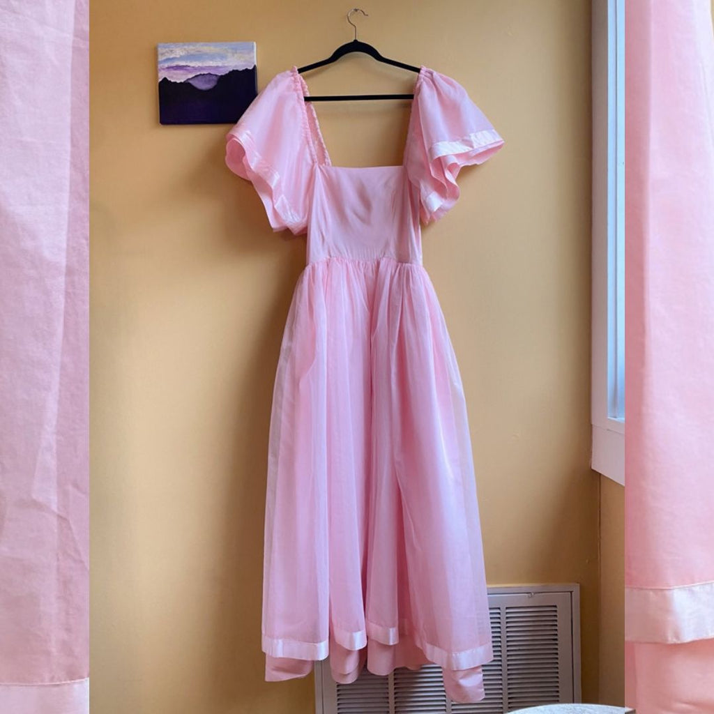 Bridesmaids Dress Vintage 80s Pink Formal Gown