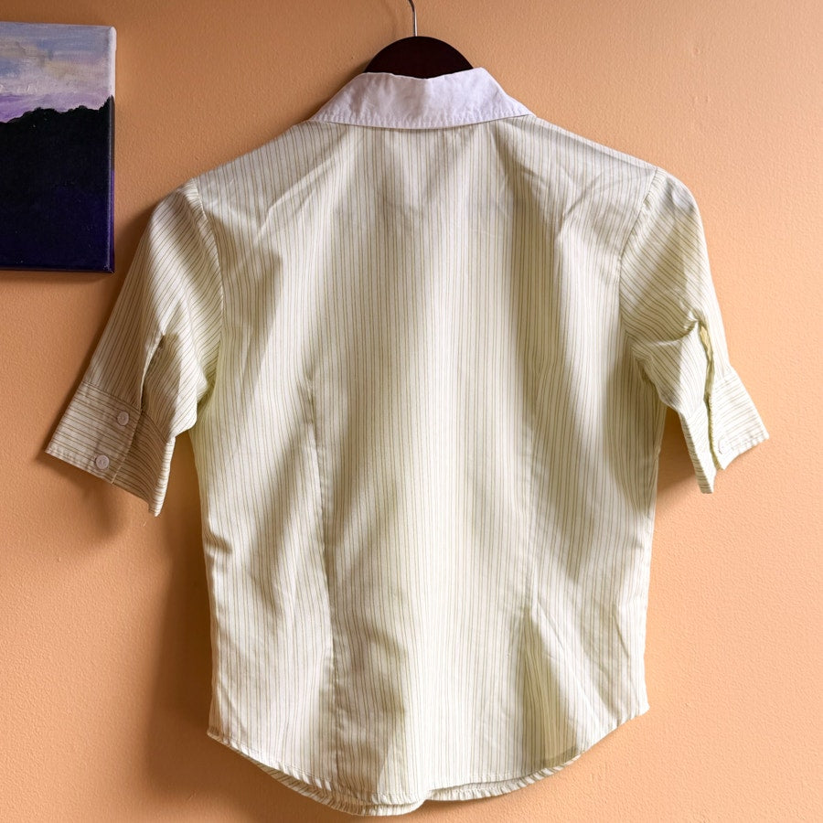 Vintage Light Green Striped Button Down Size Small