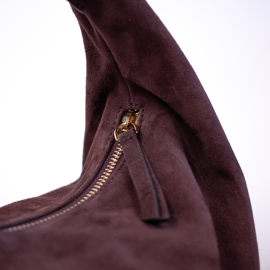 Hyer Goods Chocolate Suede Mini Everyday Shoulder Bag