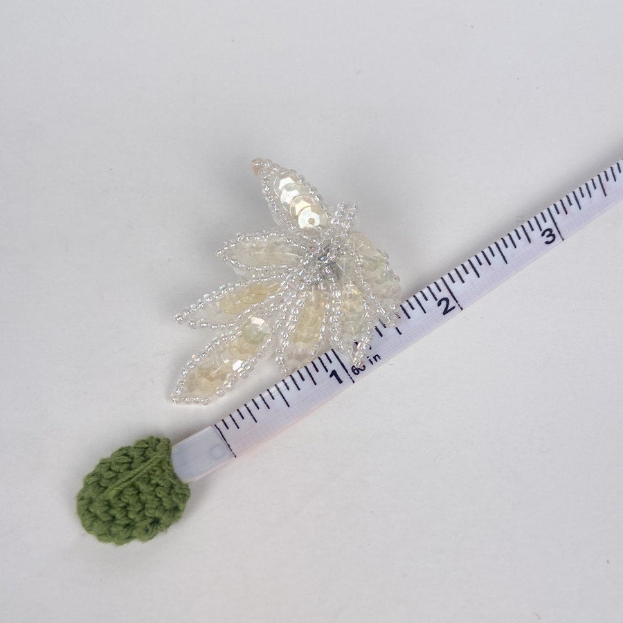 Sequin and bead leaf earrings
