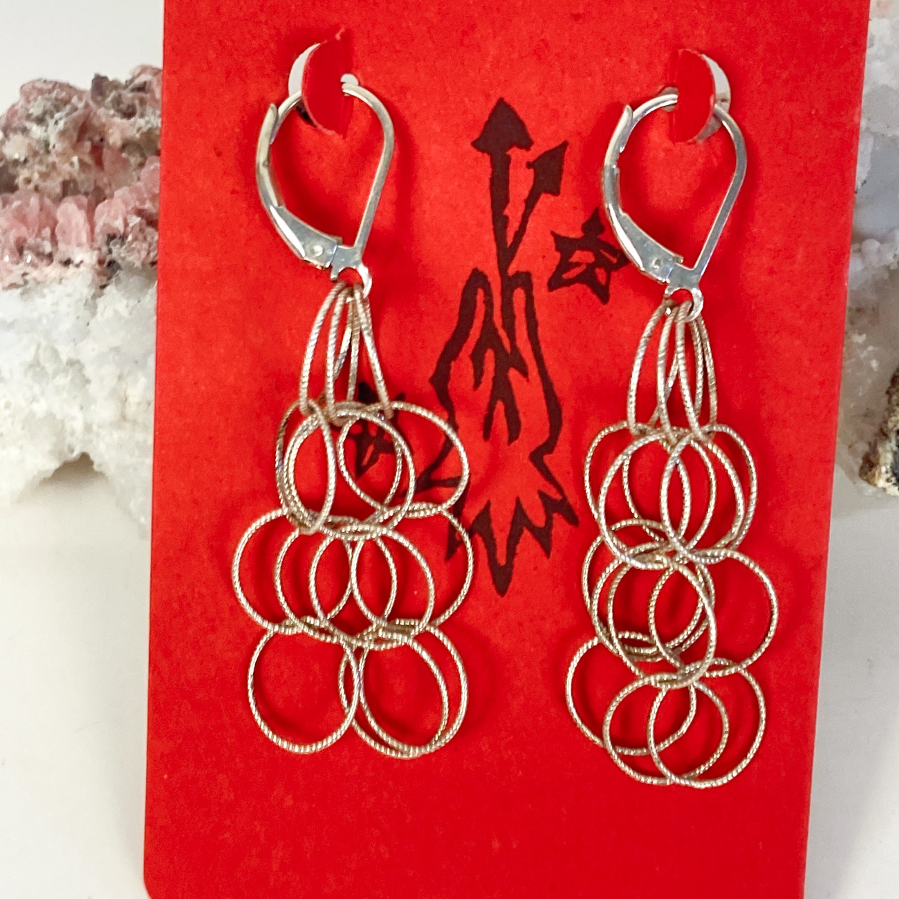 Silver Earrings Dangly Circle 925 Silver Delicate Earrings