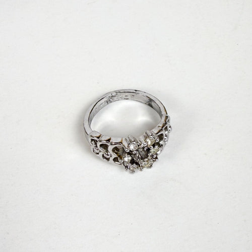 14kt Electroplate Silver Tone Ring Size 7.5