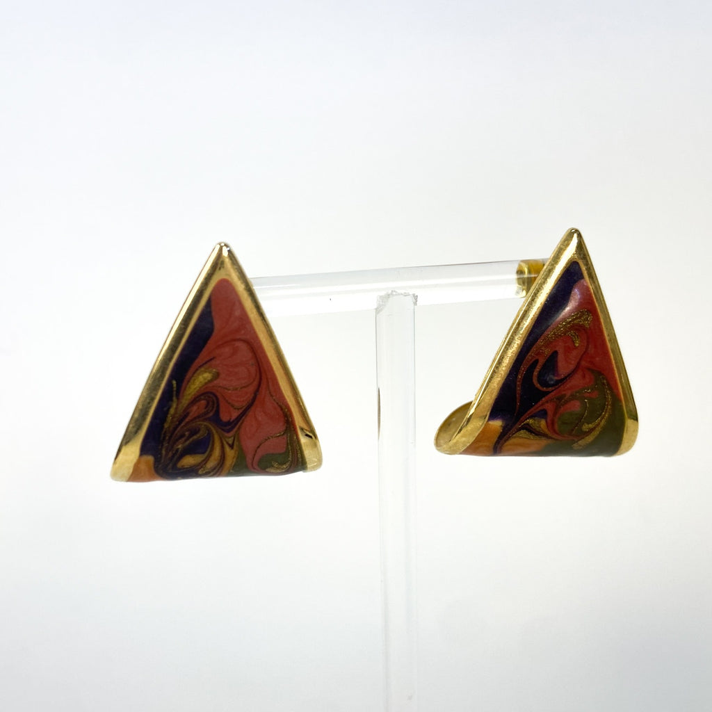 80s Vintage Swirl Enamel Earrings