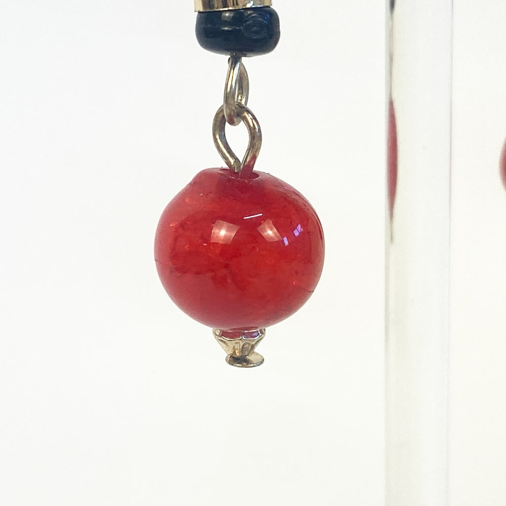 Red Gold and Black Dangly Drop Earrings