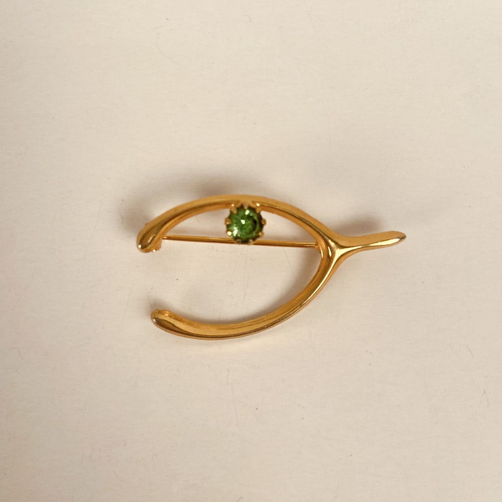 Wishbone Gemstone Brooch