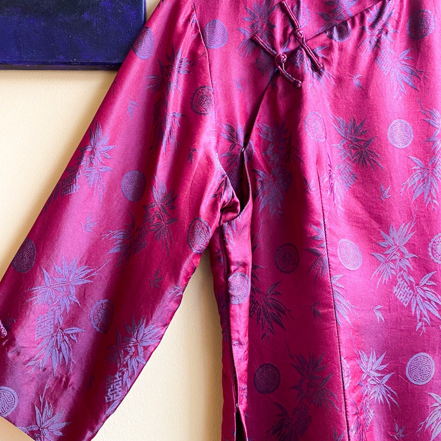Cheong-Sam Top Red & Purple Size XL