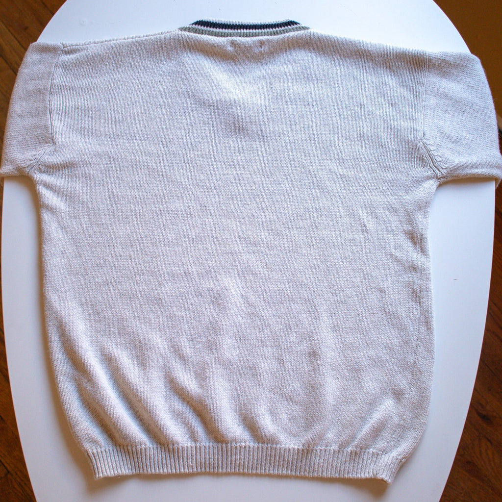 Vintage Cherokee Loose Fit Cream V-Neck Sweater Size XL