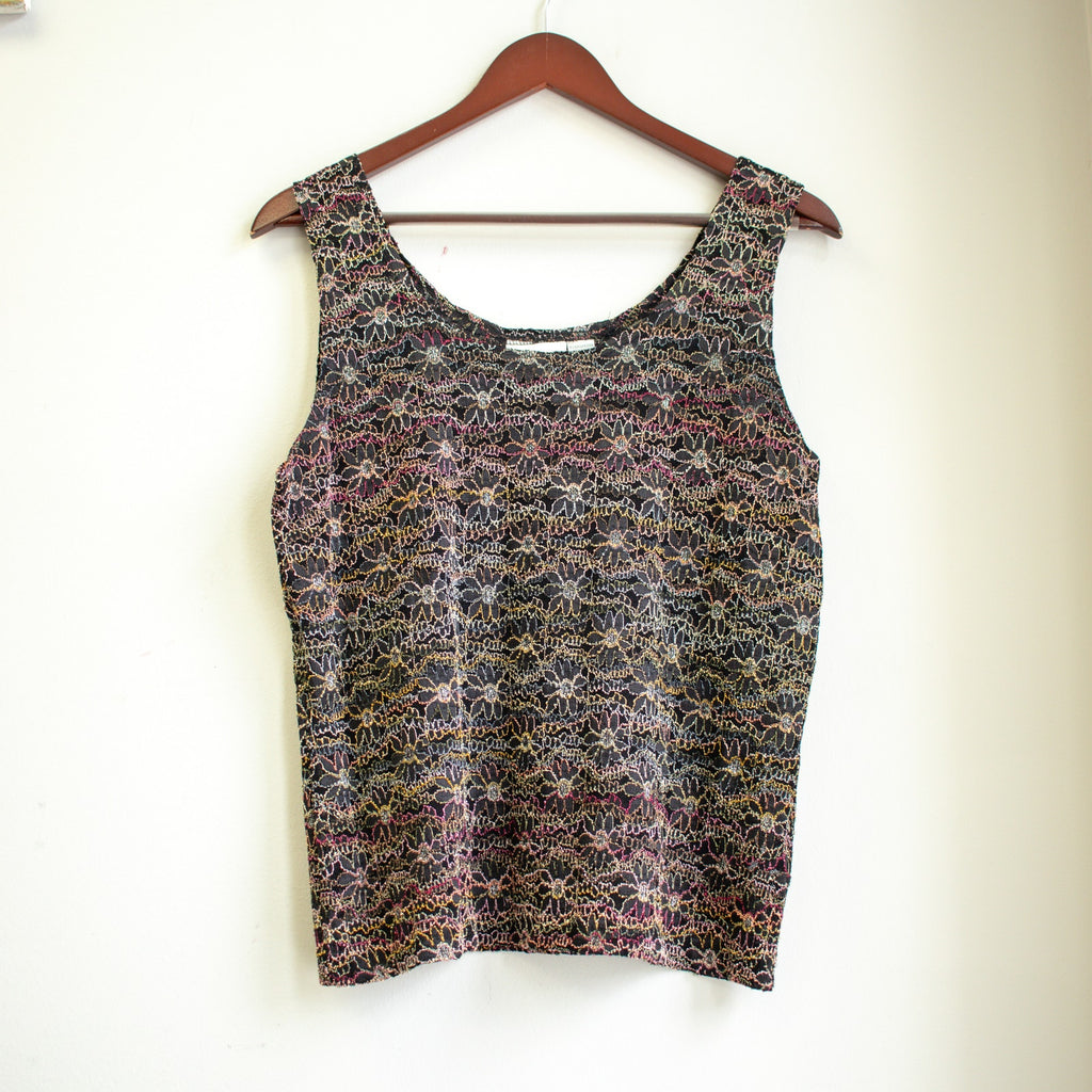 Vintage Chico's Design Sheer Embroidered Floral Cardigan Top Set Size Small