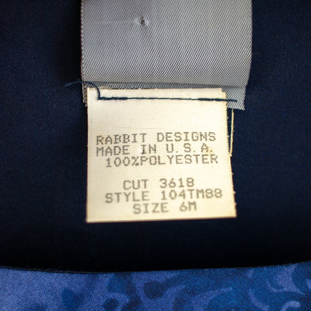 Vintage rabbit rabbit rabbit Designs Paisley Blue A-Line Dress Size Small