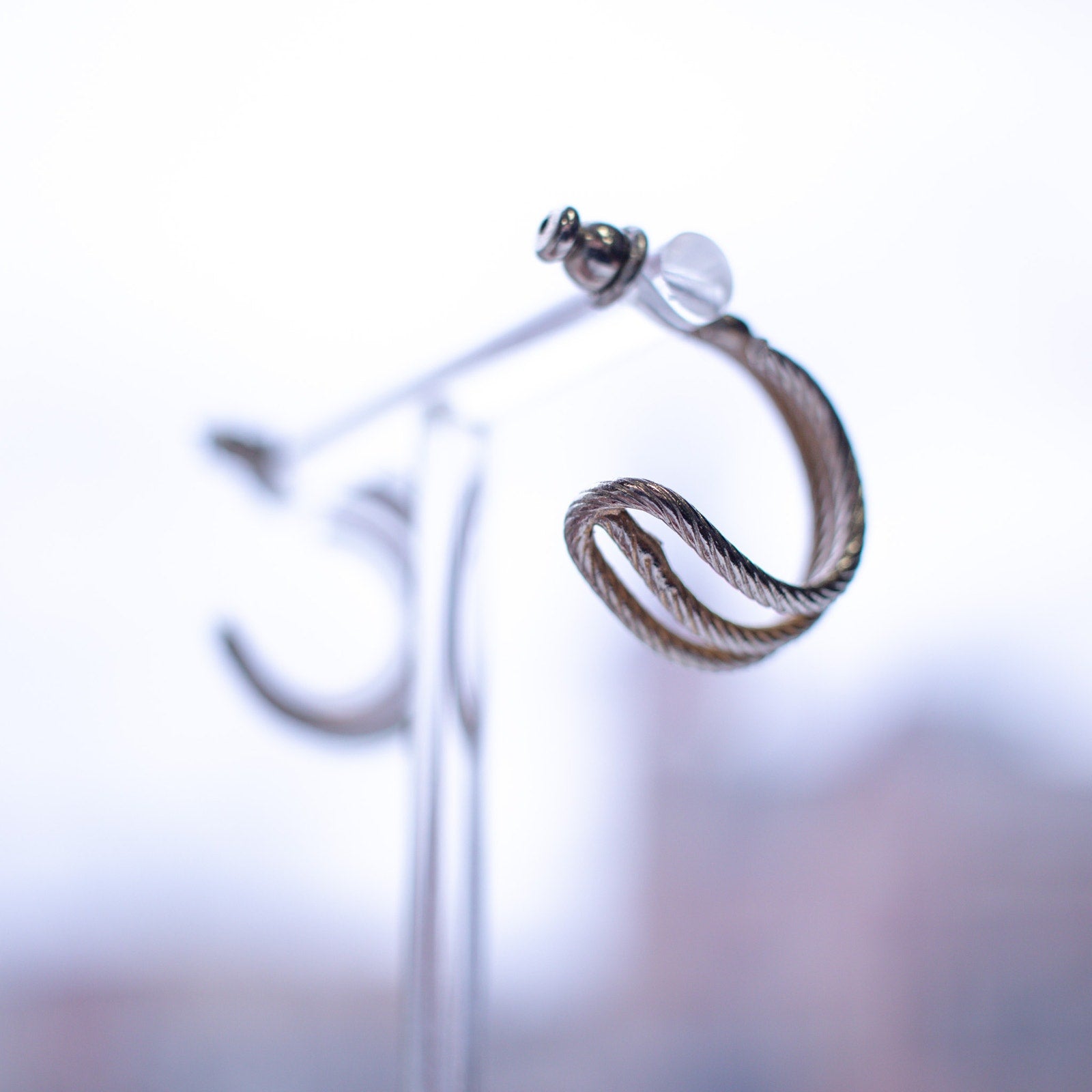Twisted Silver Hoop Earrings