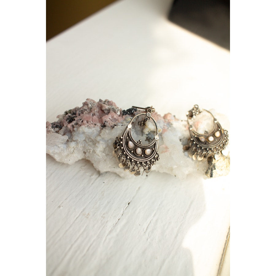 Sterling Silver with Shell Inlay Petal Chandelier Earrings