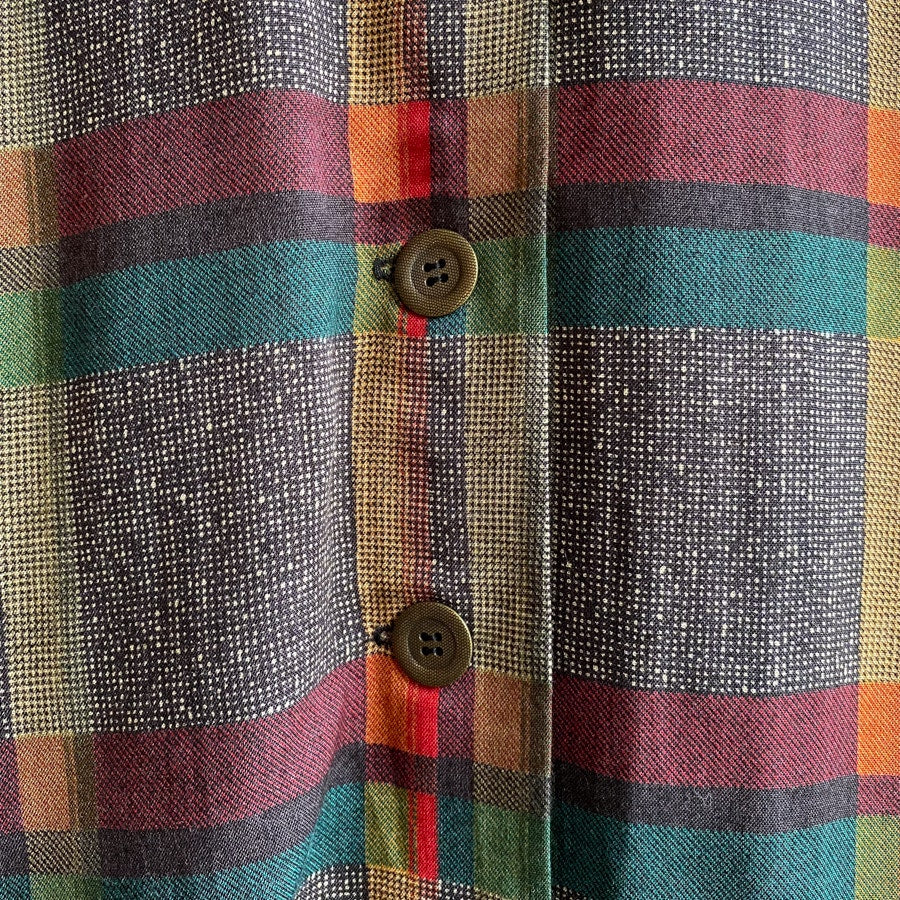 Plaid Workwear Dress Vintage Saks Fifth Avenue Pleated Skirt Drop Waist Size 12