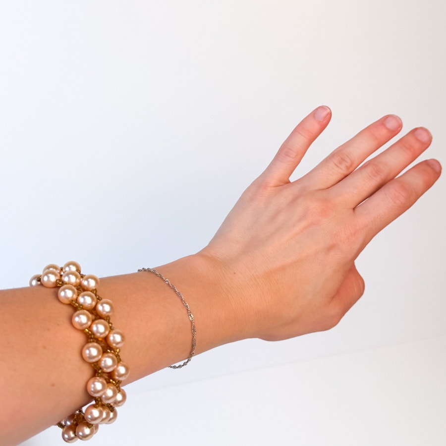 True Vintage Pearlescent Beaded Bracelet Woven