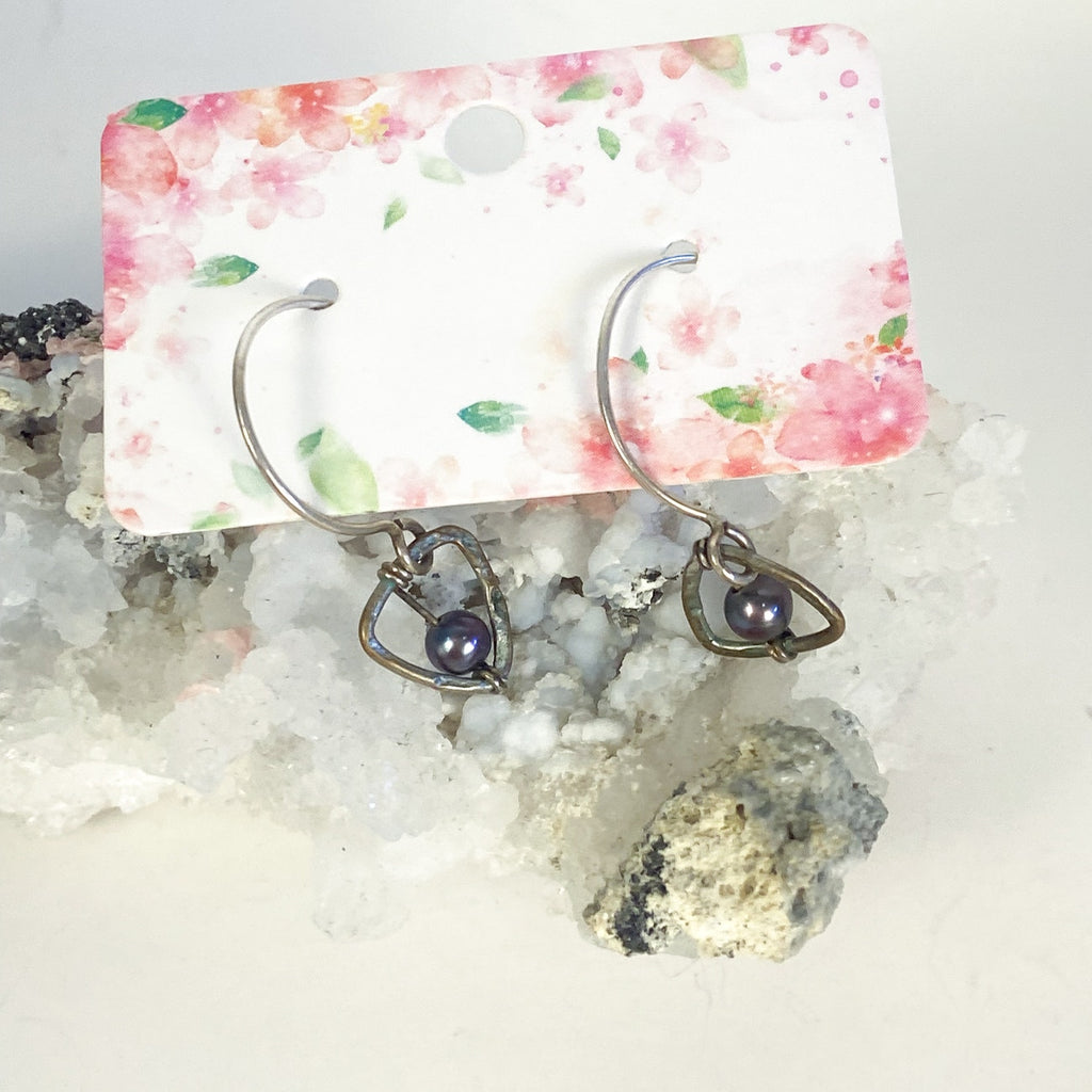 Tuscan Mom Aesthetic Silver Earrings Small Beaded Dangly Earrings