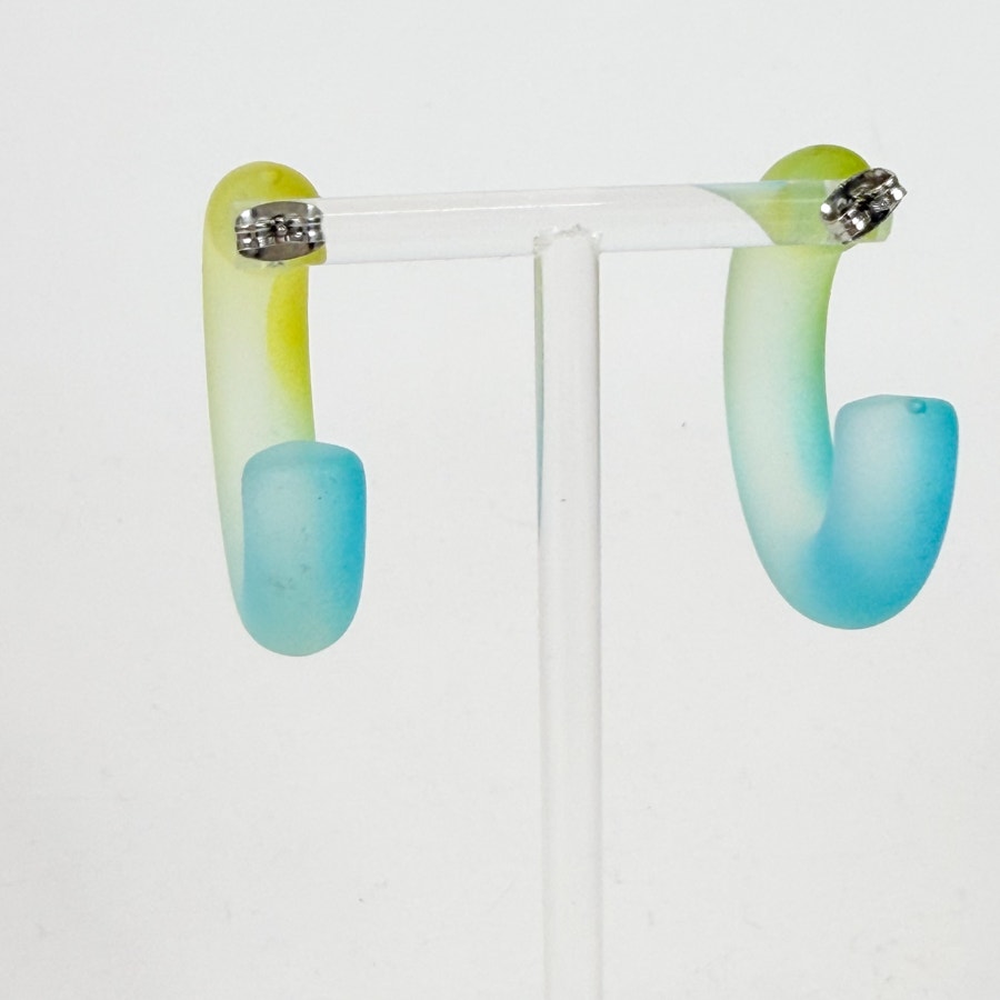 Chunky Matte Ombre Hoops Lime Green & Turquoise