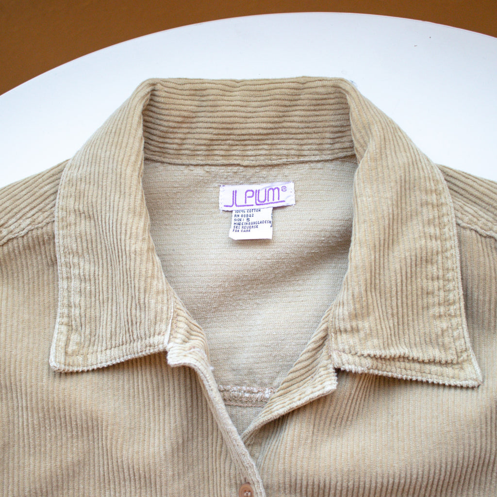JL Plum Khaki Corduroy Button Up Size Small