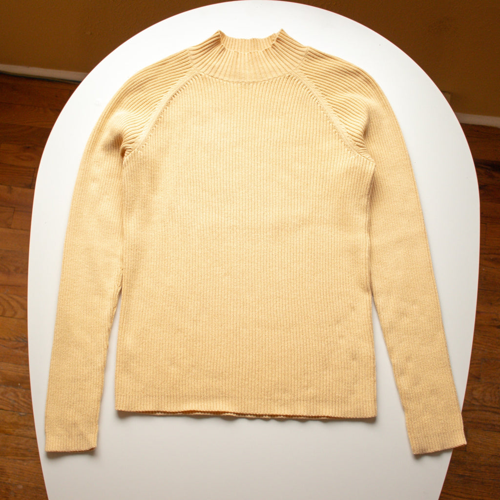 Studio Works Butter Yellow Ribbed High Neck Seater Size Large