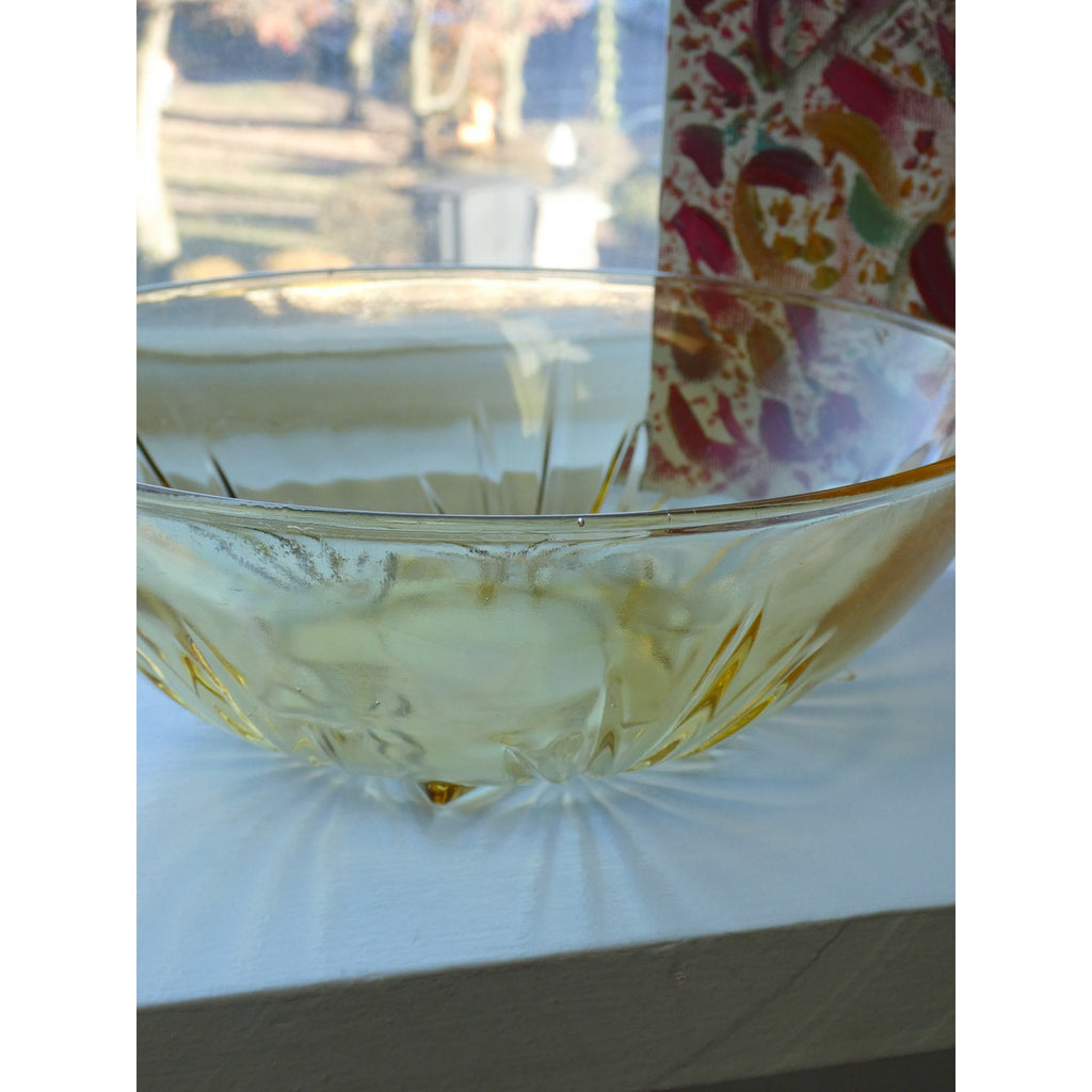 Star Amber Glass Bowl Depression Glass Style