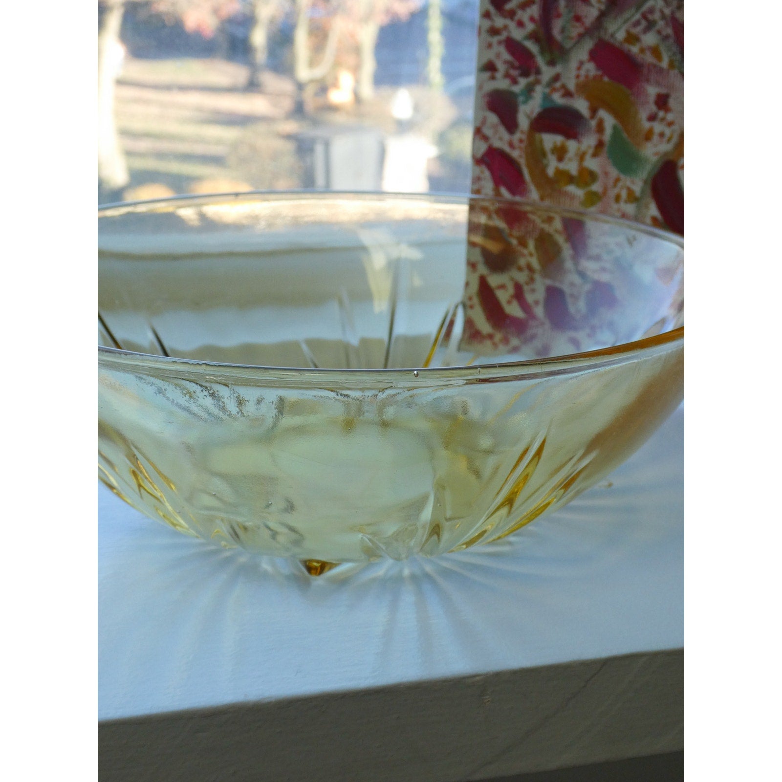 Star Amber Glass Bowl Depression Glass Style