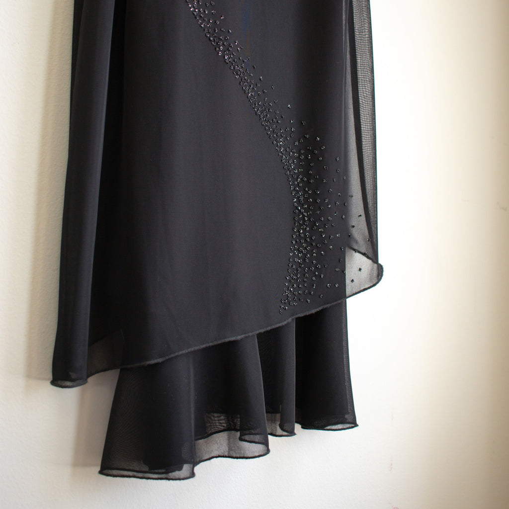 Y2K Black Beaded Layered Slip Dress Size Medium