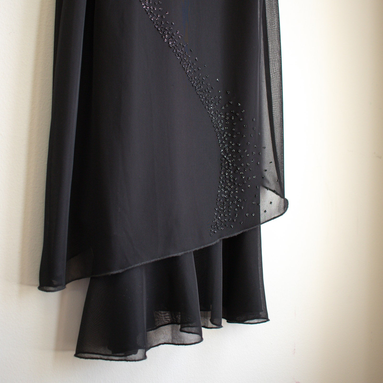 Y2K Black Beaded Layered Slip Dress Size Medium