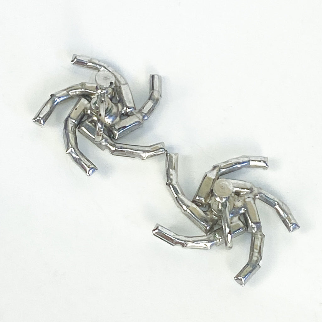 Clip on Earrings Vintage Rhinestone Swirl Screw Back Earrings