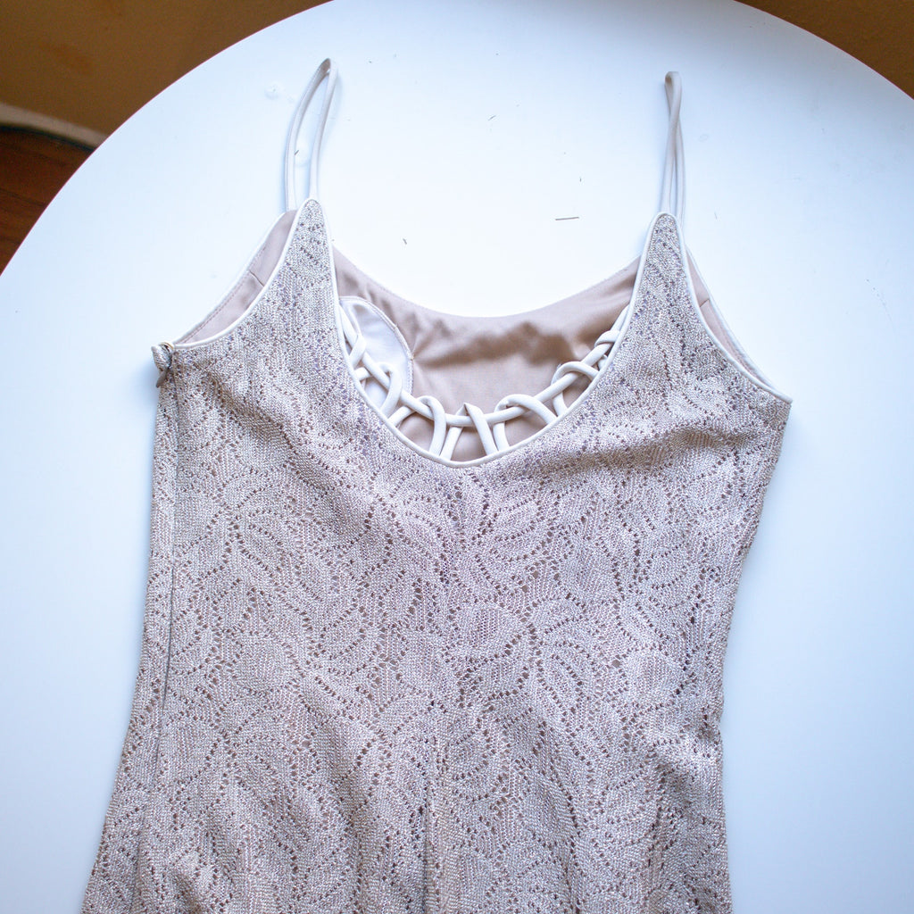 Vintage Spaghetti Strap Gold Gown Size 8