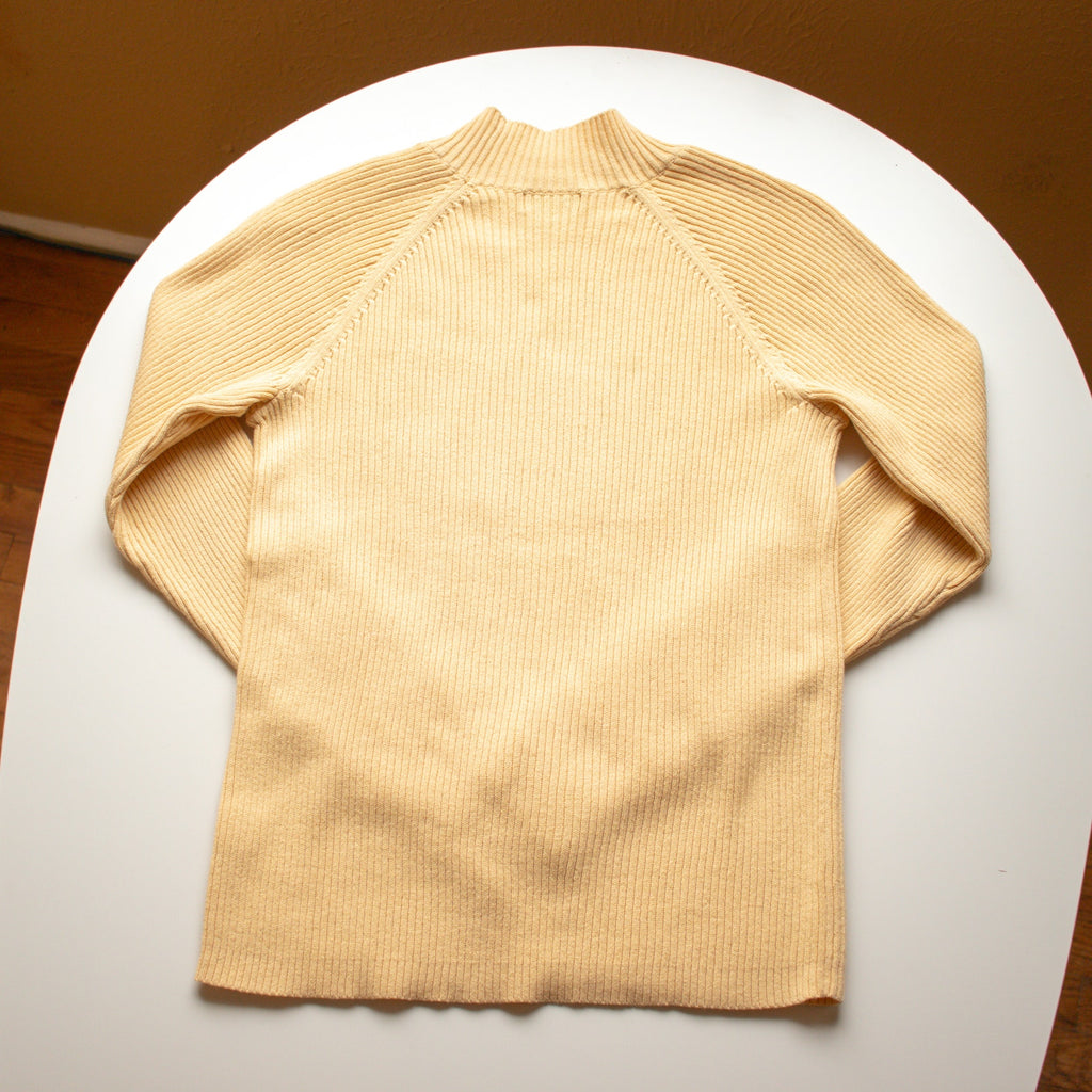 Studio Works Butter Yellow Ribbed High Neck Seater Size Large