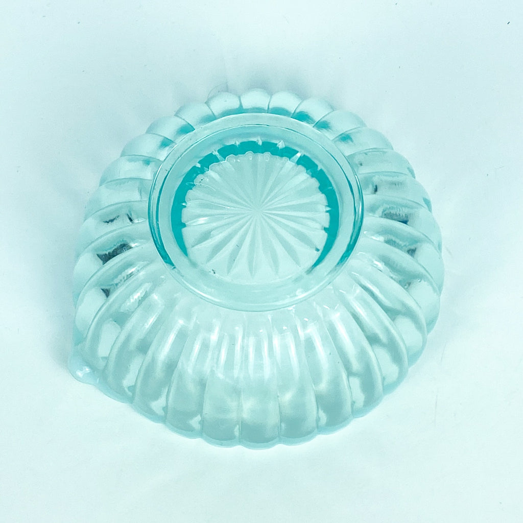 80s-90s Fenton Light Aqua Blue Opalescent Edged Heart Bowl