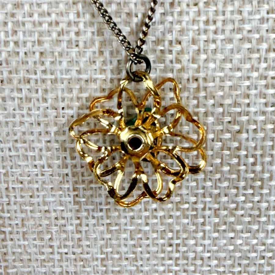 Gold Tone Flower Pendant Necklace