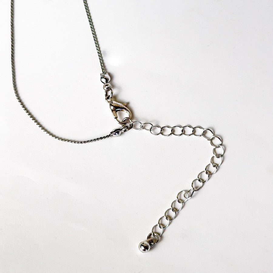 Silvery Iridescent Beaded Strand Necklace | Long Station Necklace