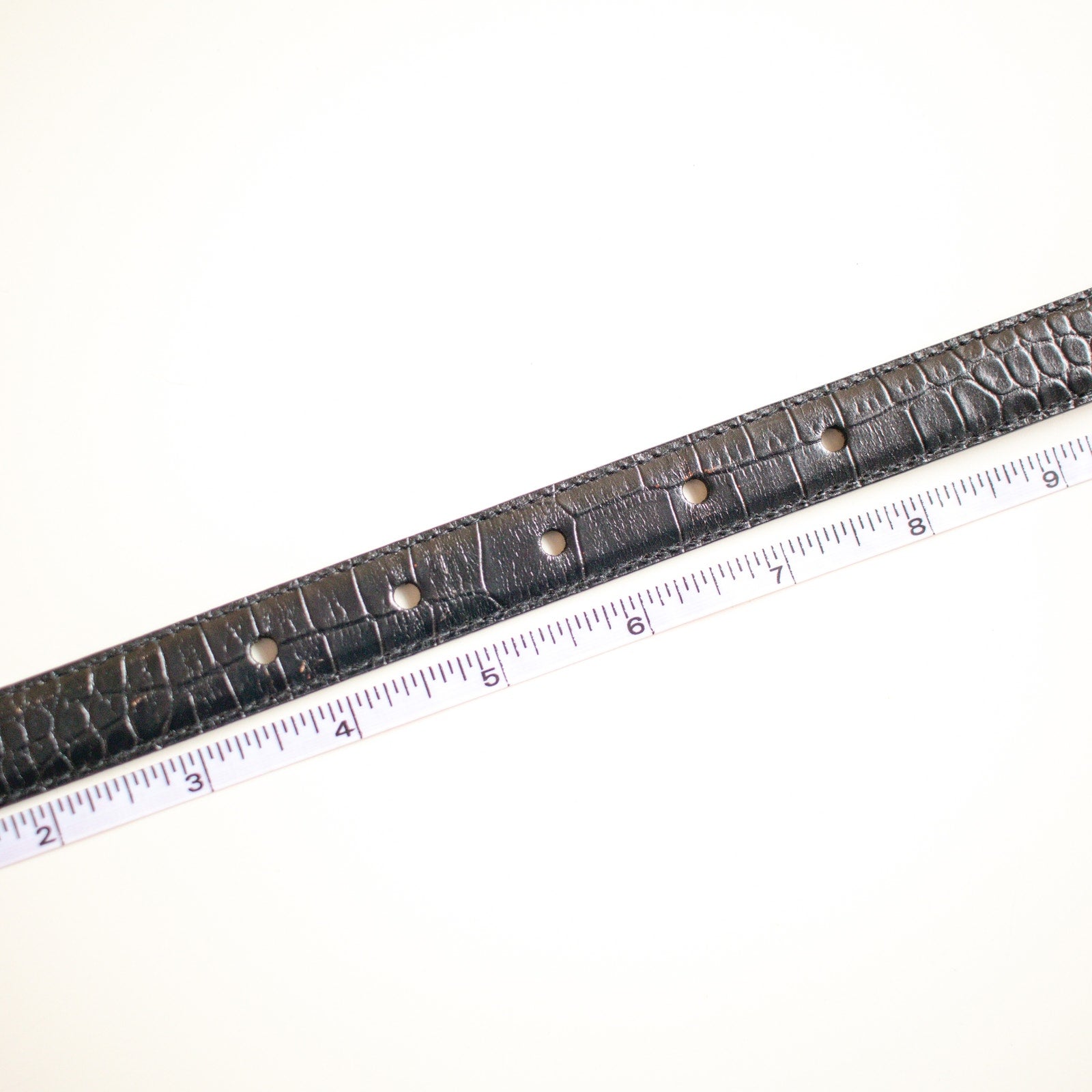 Black Crocodile Embossed Skinny Belt