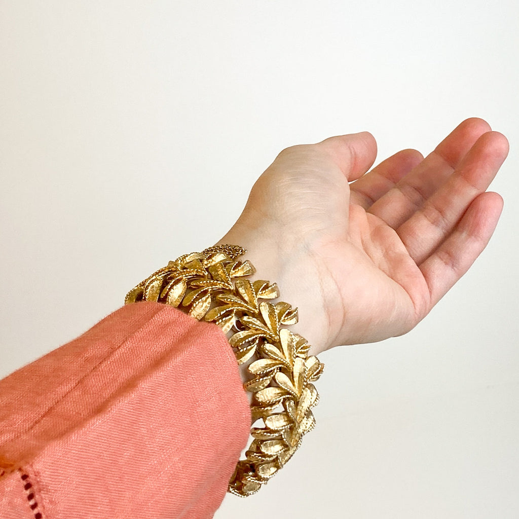 Francois Vintage Necklace Bracelet Set Matching Gold Tone Costume Jewelry