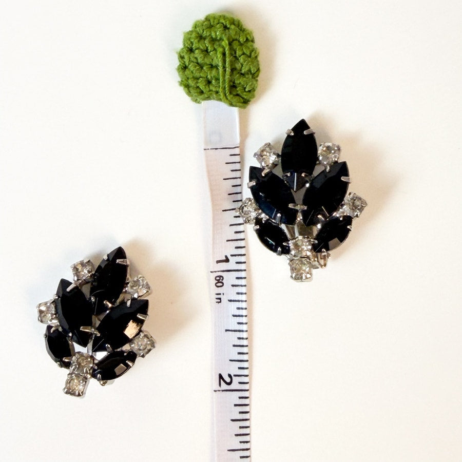 Black and Silver Clip-On Earrings
