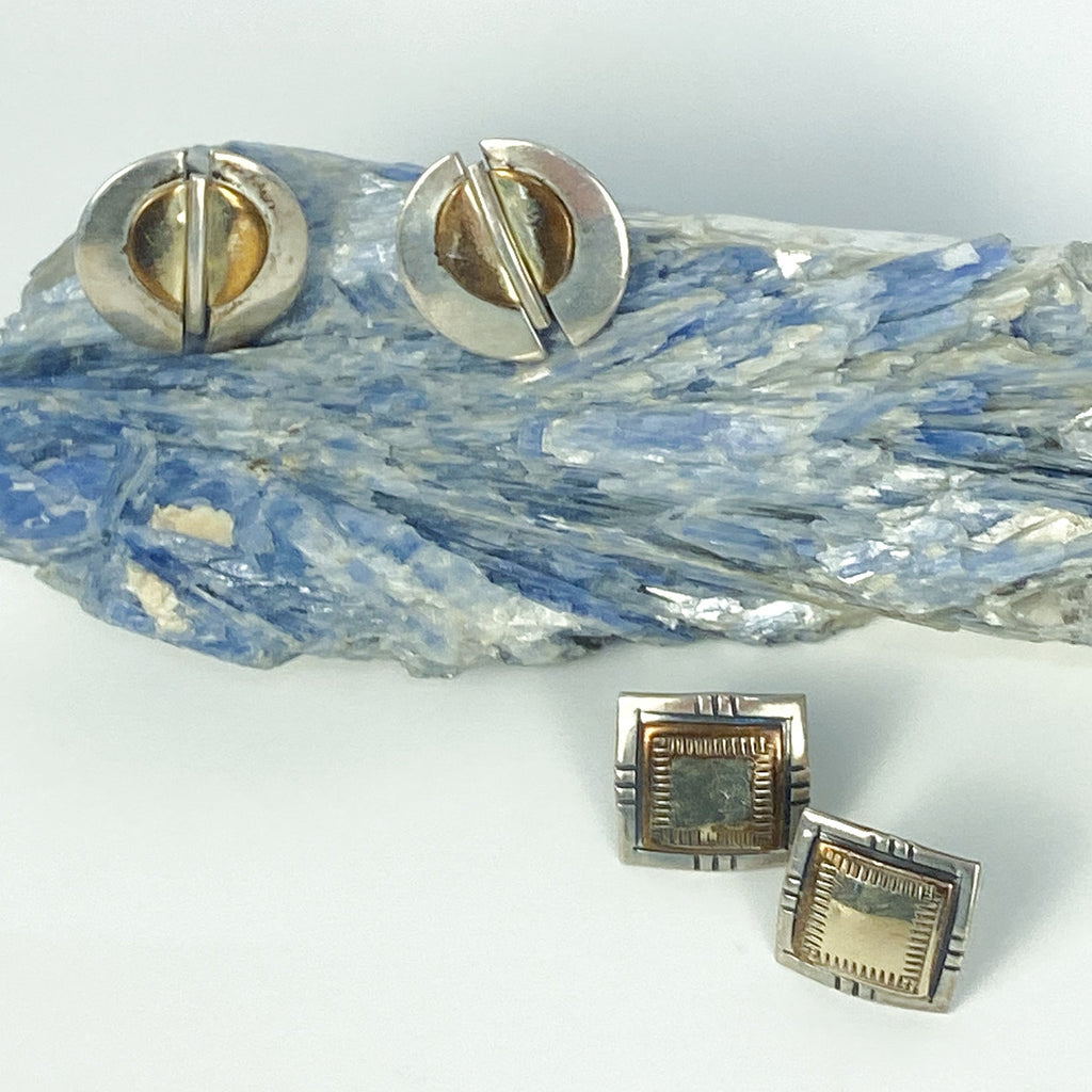 2 Paris Sterling Silver Gold Fill Southwestern Studs