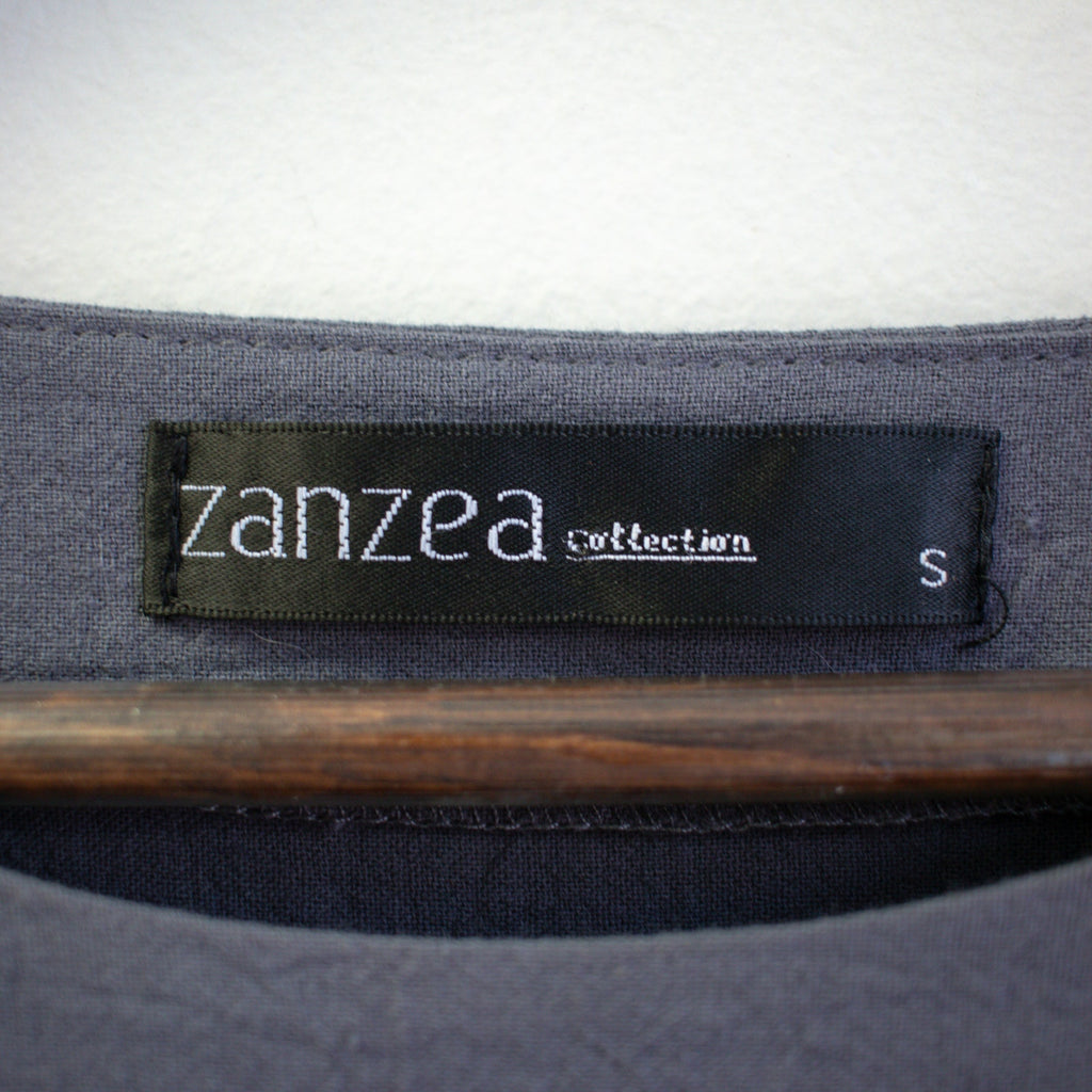 Zanzea Gray Cotton Long-Sleeve Architectural Midi Dress Size Small