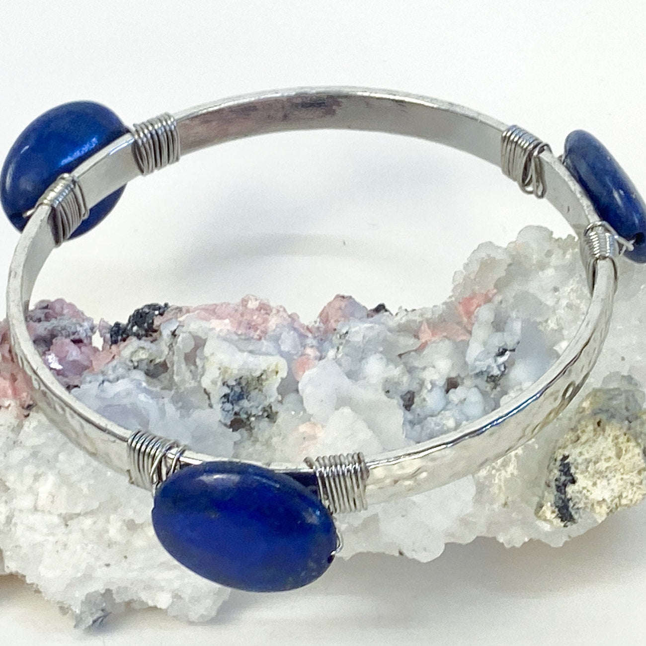 Tuscan Mom Aesthetic Sodalite Silver Bangle