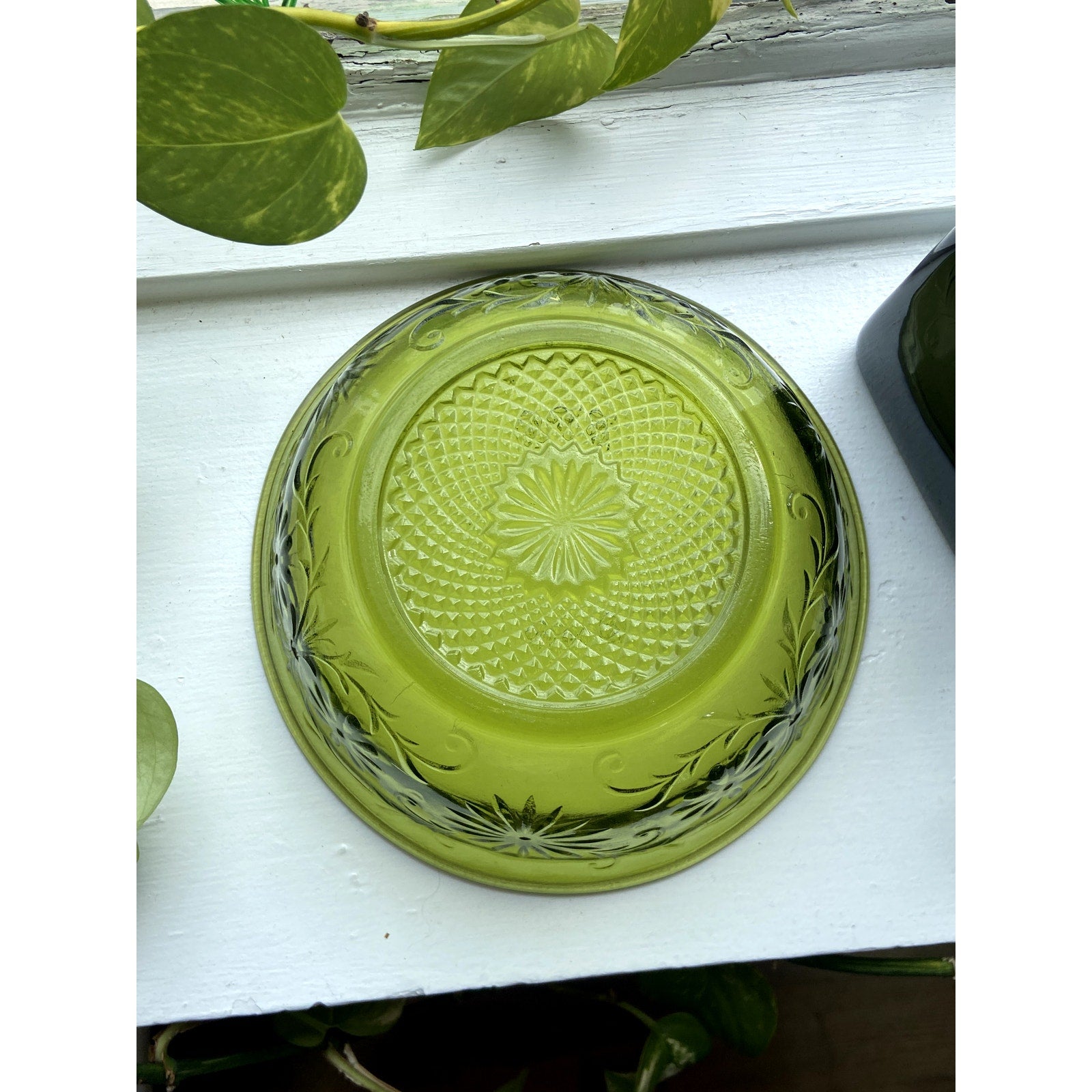 Green Depression Glass Style Bowl