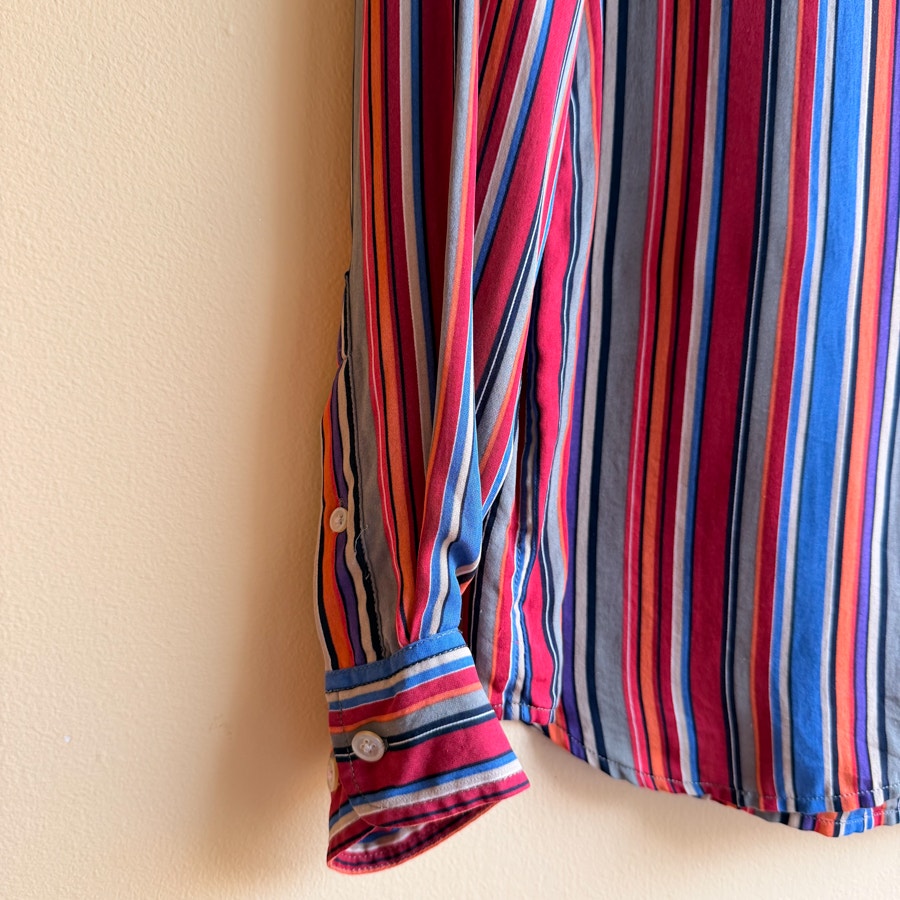 Lauren Ralph Lauren 100% Silk Striped Button-Up Blouse Size Small