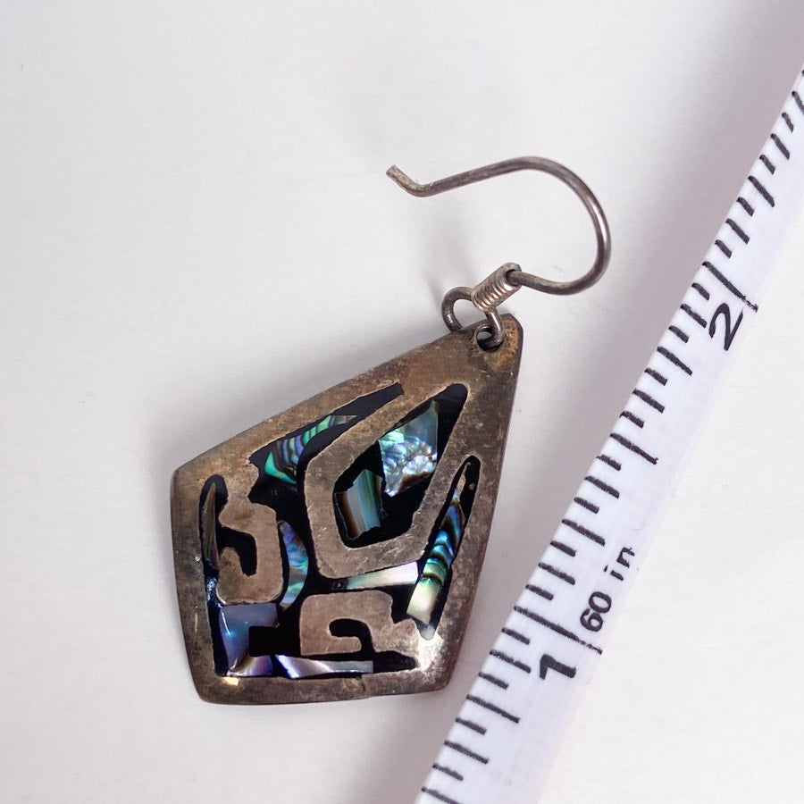 Vintage 925 Silver Shell Inlay Earrings