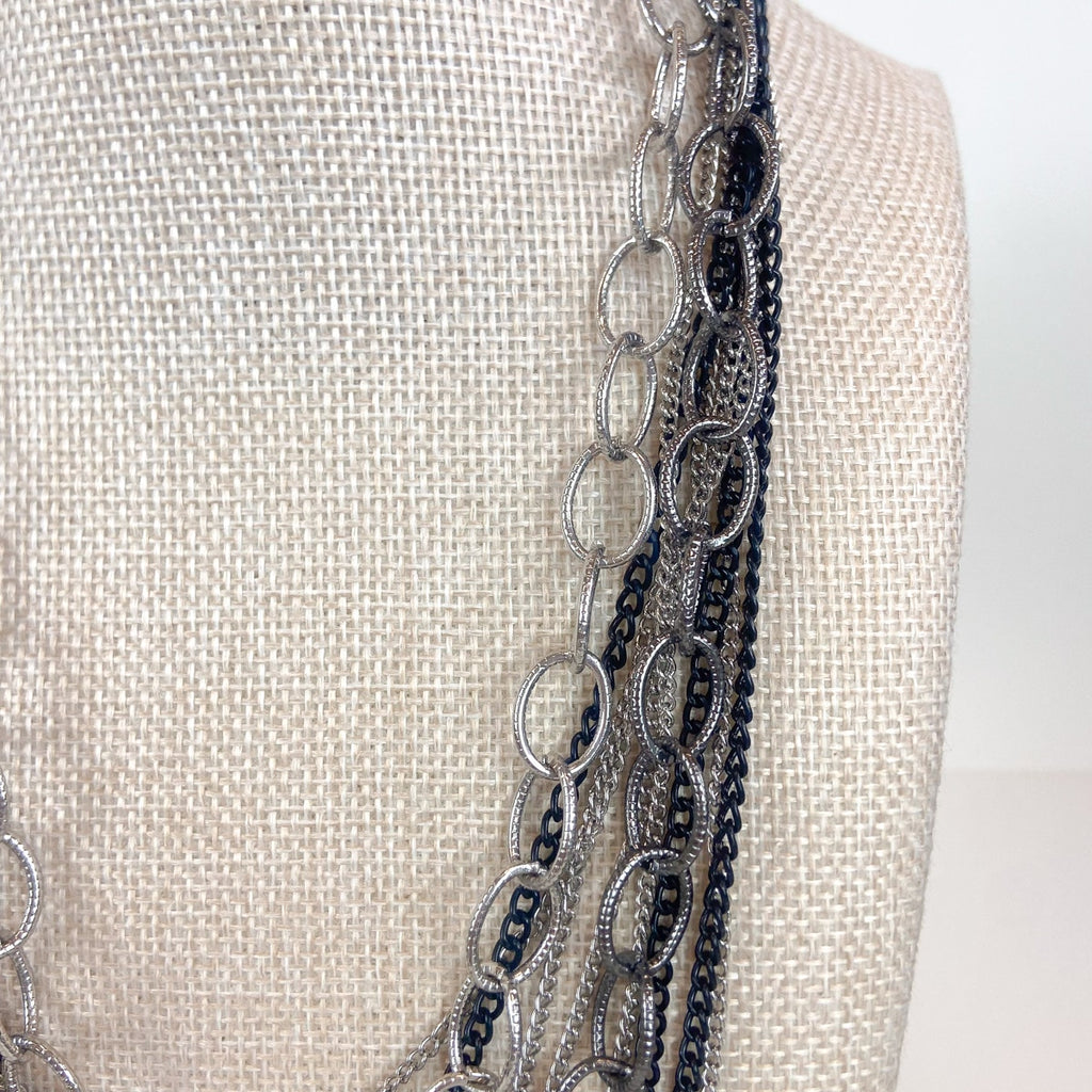 Indie Sleaze Multi-Strand Silver and Black New York and Company Necklace