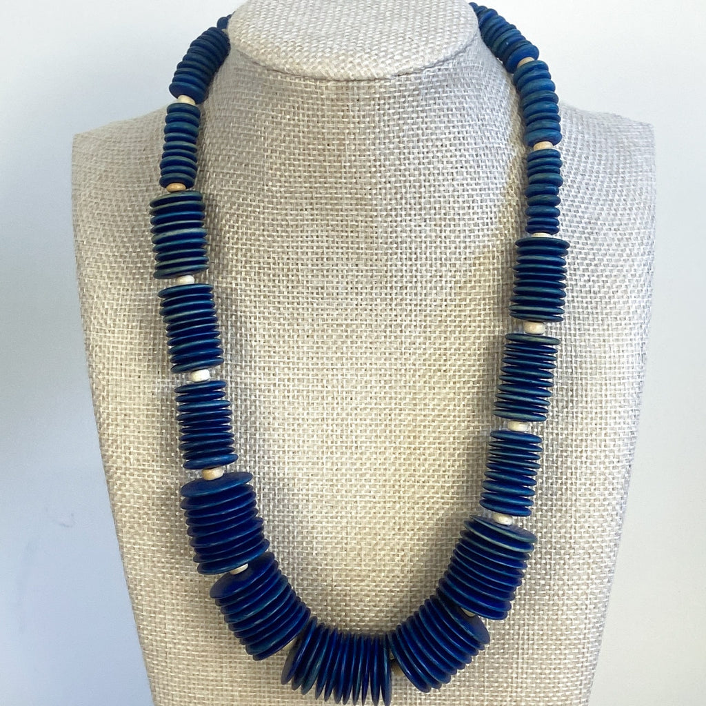 Blue Button Necklace Vintage
