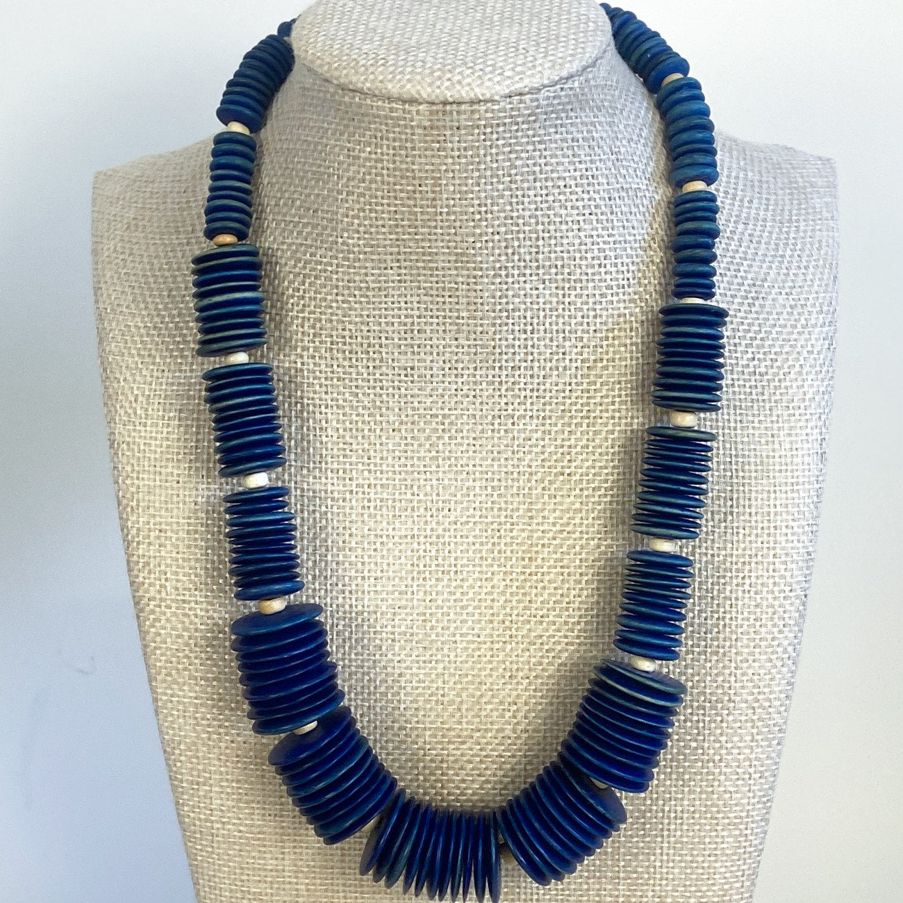 Blue Button Necklace Vintage