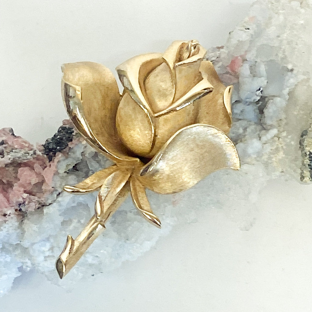 Gold Tone Trifari Rose Brooch